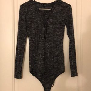 Grey lace up body suit